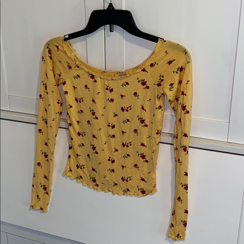 off the shoulder floral shirt